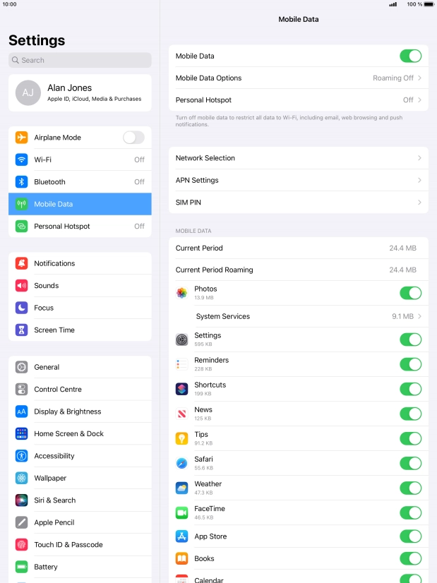 The total data usage is displayed next to Current Period.