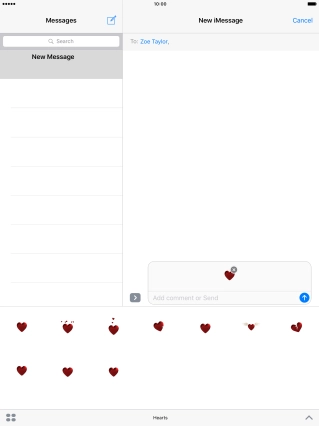 Press the send icon when you've finished your iMessage. Press the send icon when you've finished your iMessage.