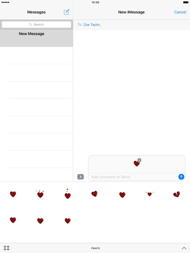 Press the send icon when you've finished your iMessage. Press the send icon when you've finished your iMessage.