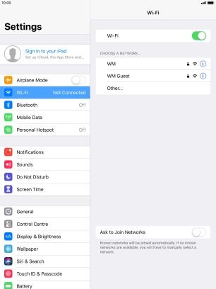 Press the required Wi-Fi network and key in the password for the Wi-Fi network.