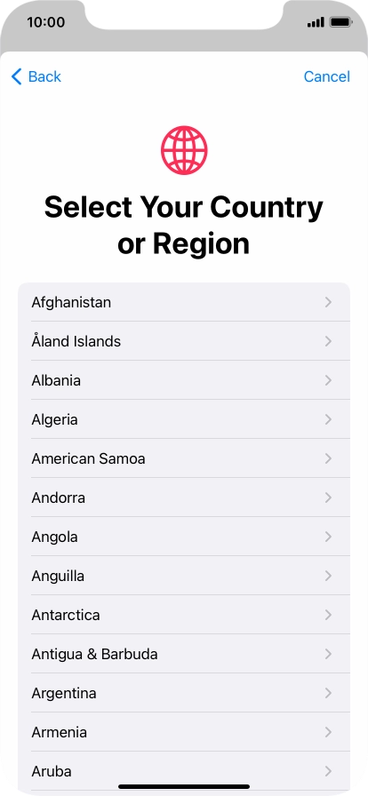 Press the required country.