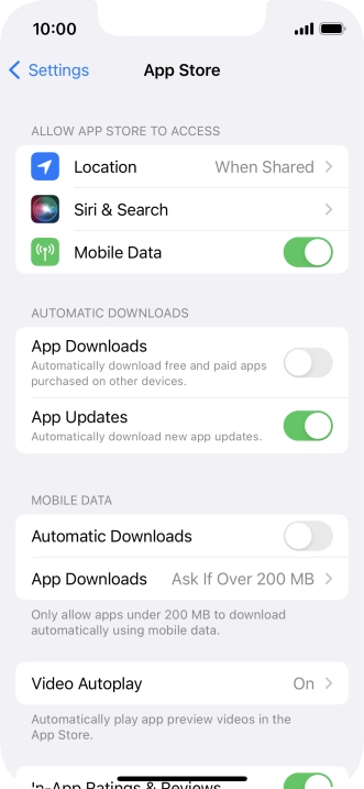 Press the indicators next to the required content types to turn the function on or off.