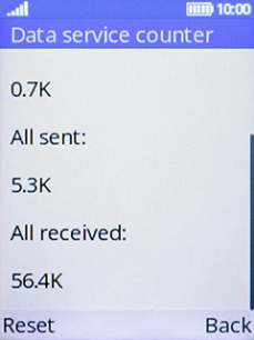 The incoming and outgoing data usage are displayed.