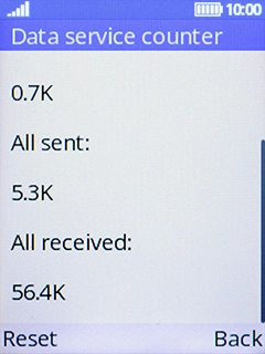 The incoming and outgoing data usage are displayed.