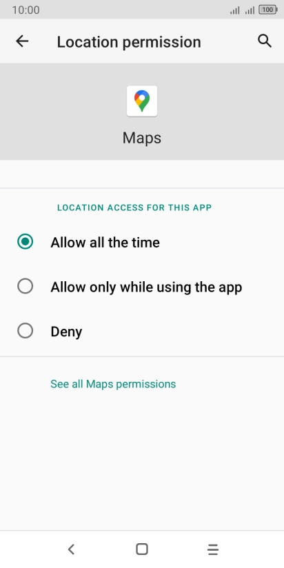 Press the required setting.