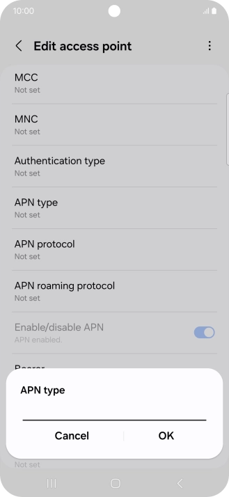 Key in default and press OK.