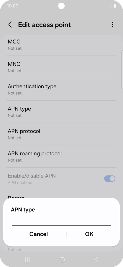 Key in default and press OK.