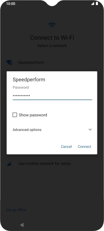 Key in the password for the Wi-Fi network and press Connect.