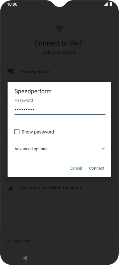 Key in the password for the Wi-Fi network and press Connect.