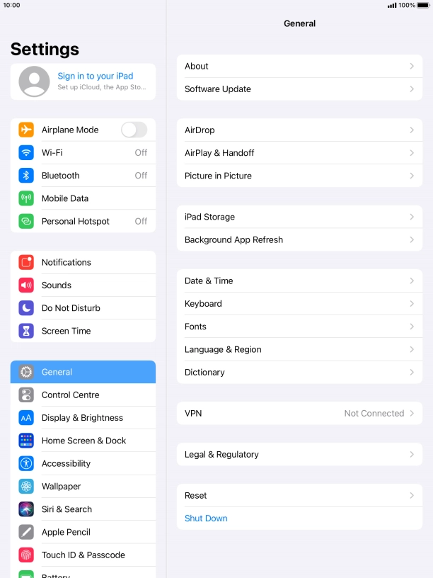 Press Sign in to your iPad. Press Sign in to your iPad.