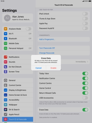 If you turn on the function, press Enable.