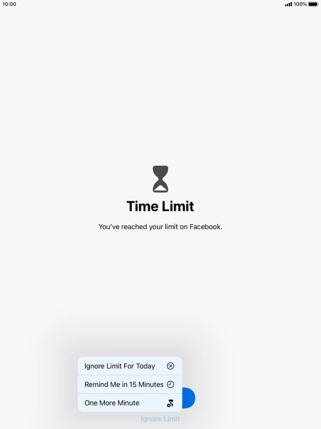 Press the required setting.