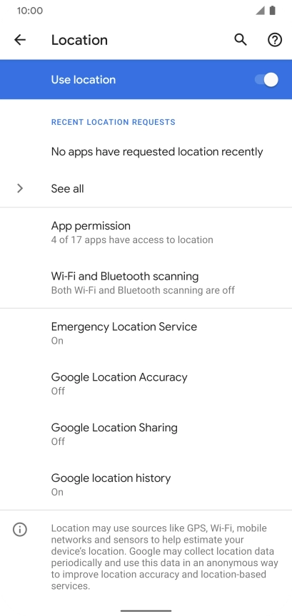 Press Google Location Accuracy.