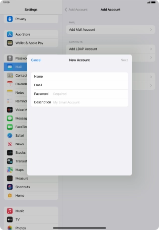 Press Password and key in the password for your email account. Press Password and key in the password for your email account.