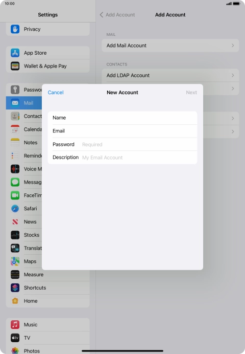 Press Password and key in the password for your email account. Press Password and key in the password for your email account.