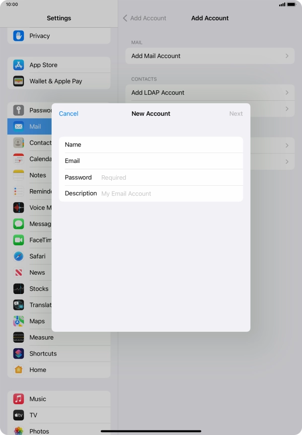 Press Password and key in the password for your email account. Press Password and key in the password for your email account.