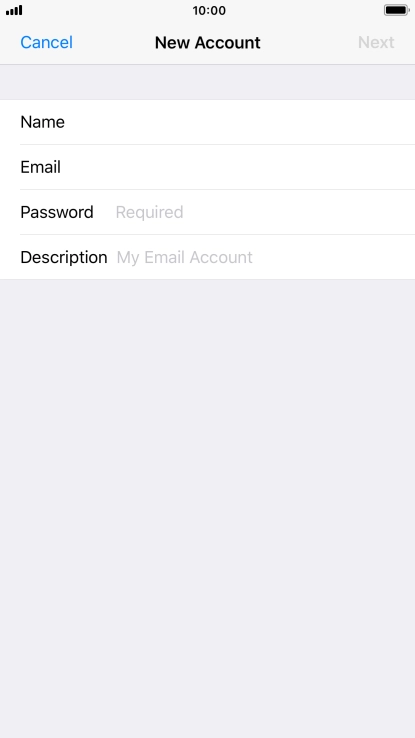 Press Password and key in the password for your email account.