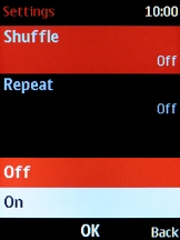 Select the required setting.