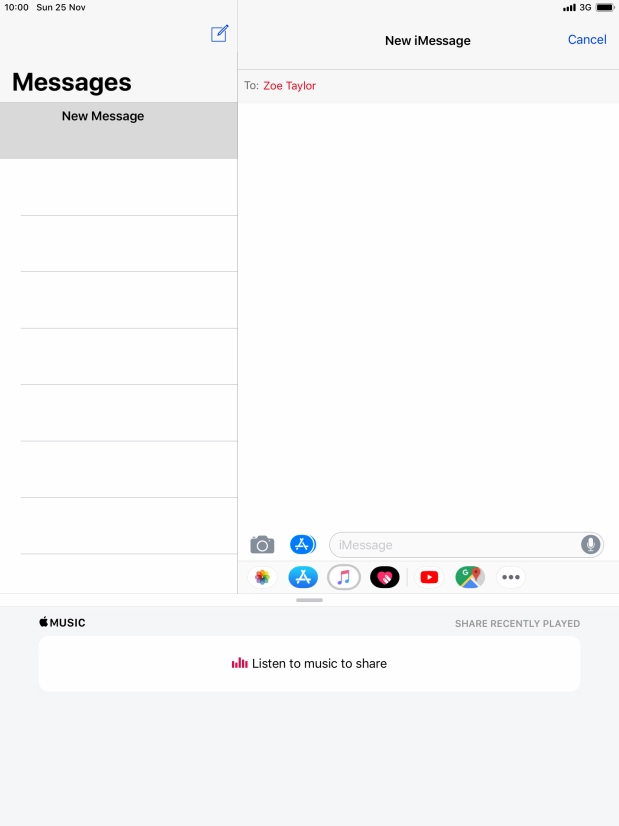 You can also send pictures, video clips, audio files and different effects in your iMessage. Follow the instructions on the screen to send your iMessage with the required content.