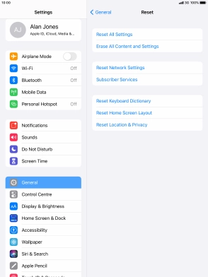 Press Reset All Settings.