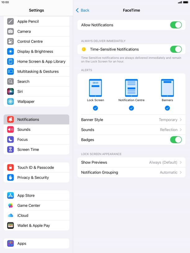 Press the indicator next to 