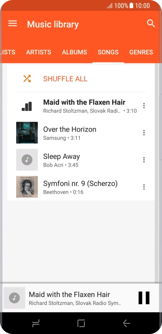 Press the song title at the bottom of the screen.