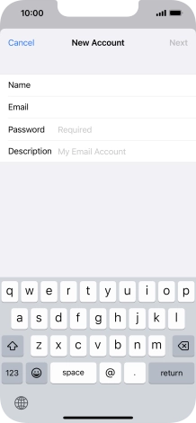 Press Password and key in the password for your email account.