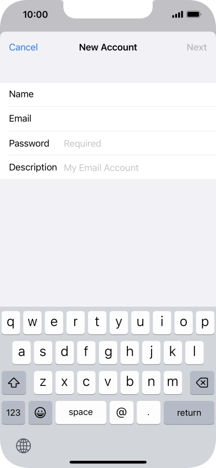 Press Password and key in the password for your email account.