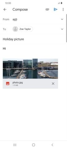 Press the send icon when you've finished your email message.