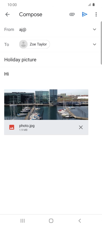 Press the send icon when you've finished your email message.