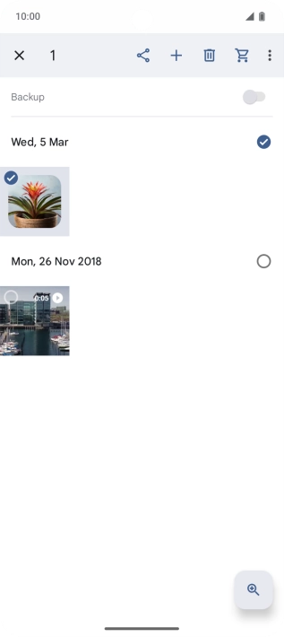 Press the required pictures or videos to select them. Press the required pictures or videos to select them.