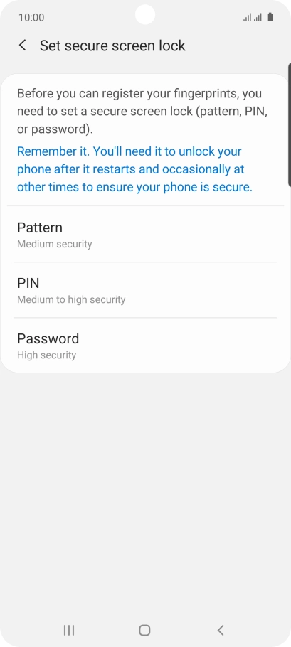 Press the required phone lock code and follow the instructions on the screen to create an additional phone lock code.