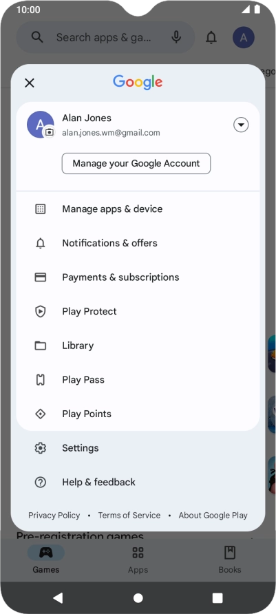 Press Manage apps and device.