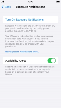Press Turn On Exposure Notifications.