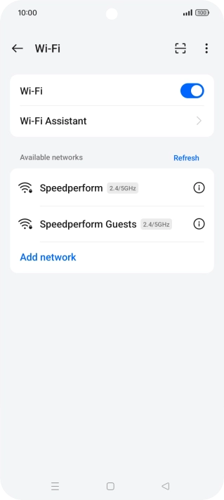 Press the required Wi-Fi network.