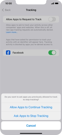 If you turn off the function, press the required setting.