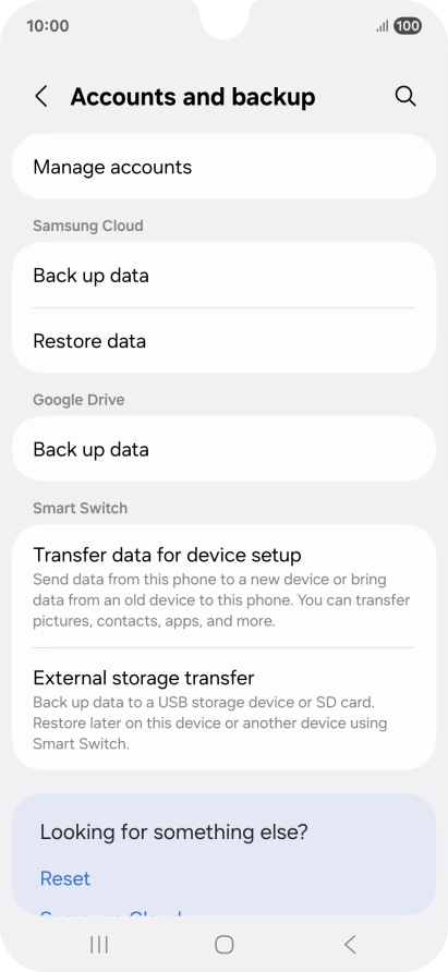 Press Manage accounts.