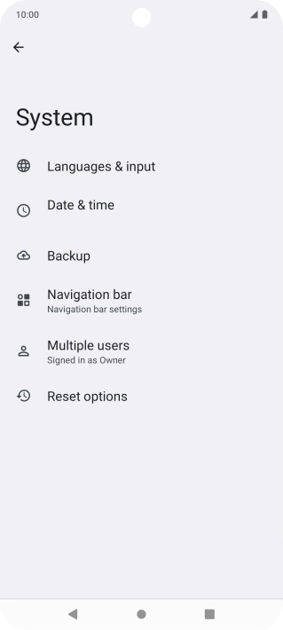 Press Reset options.