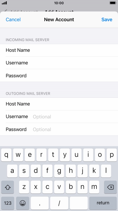 Press Username and key in the username for your email account. Please note that if you're using Vodafone's outgoing server, leave the username field empty.