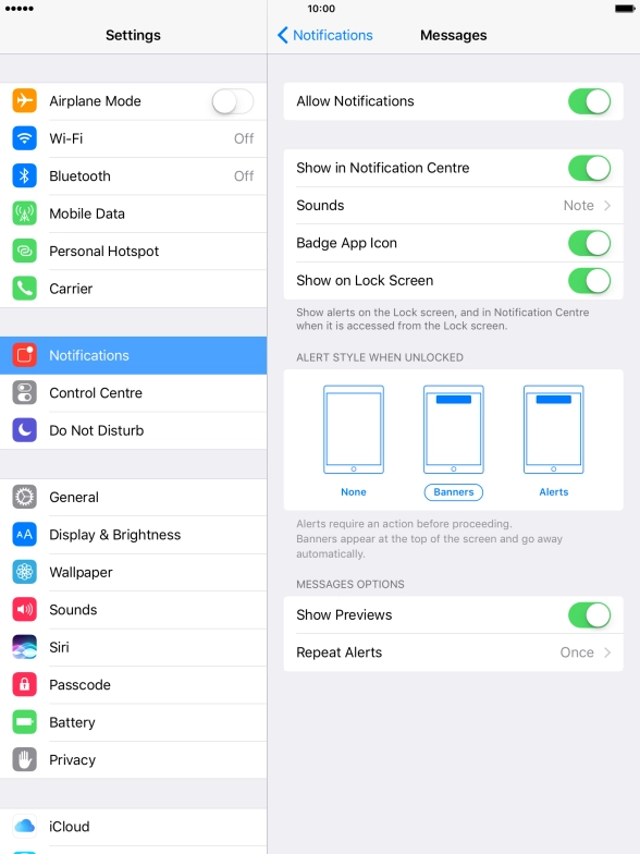 Press the indicator next to 