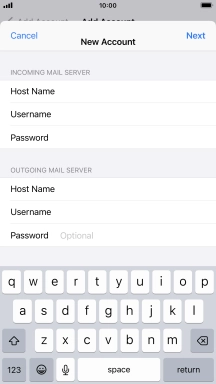 Press Password and key in the password for your email account. Please note that if you're using Vodafone's outgoing server, leave the password field empty.