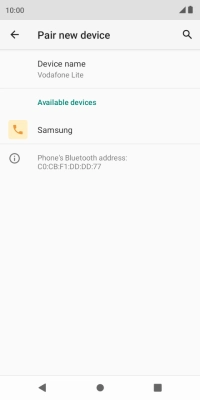 Press the required Bluetooth device and follow the instructions on the screen to pair the device with your phone.