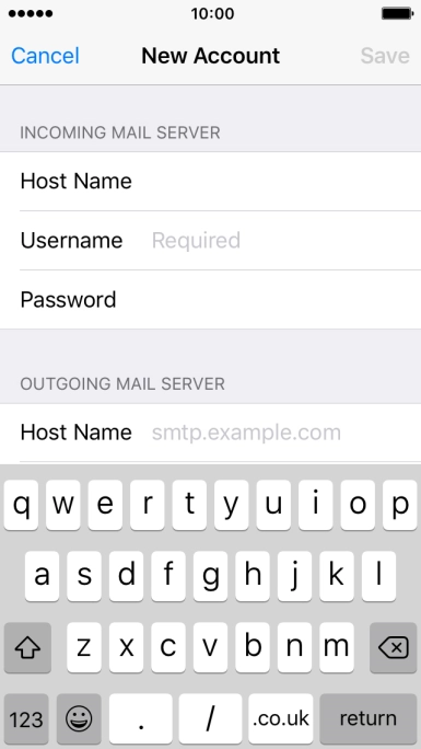 Press Username and key in the username for your email account.