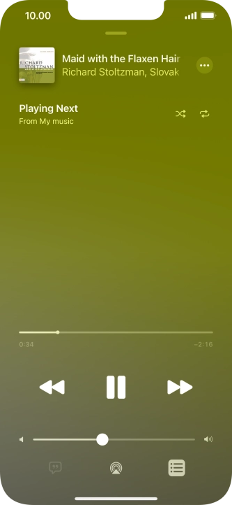 Press the shuffle icon to turn the function on or off.