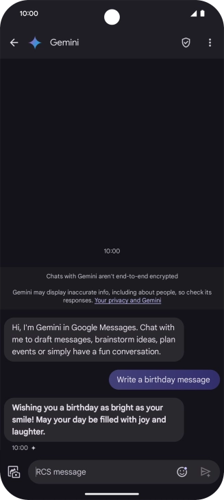 The text suggestion from Gemini is displayed.