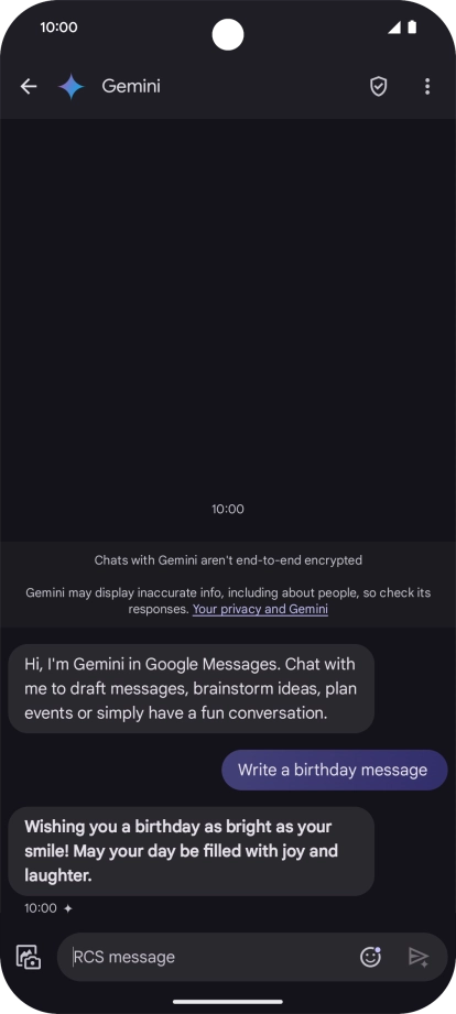 The text suggestion from Gemini is displayed.