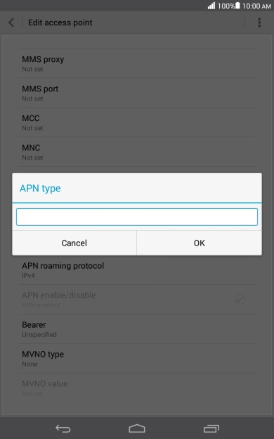 Key in default and press OK.