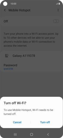 If Wi-Fi is turned on, press Turn off.