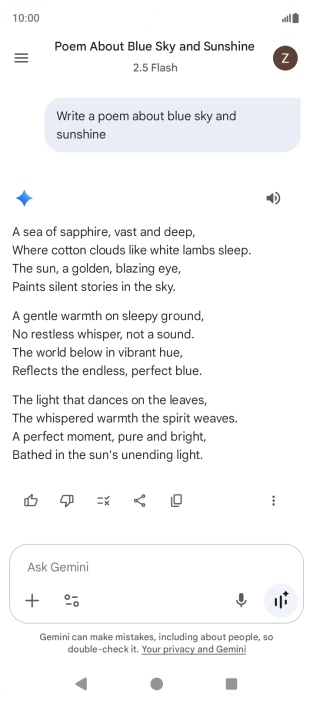 You can ask Gemini to generate a text based on your description.