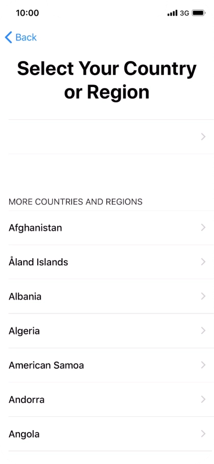 Press the required country or area.